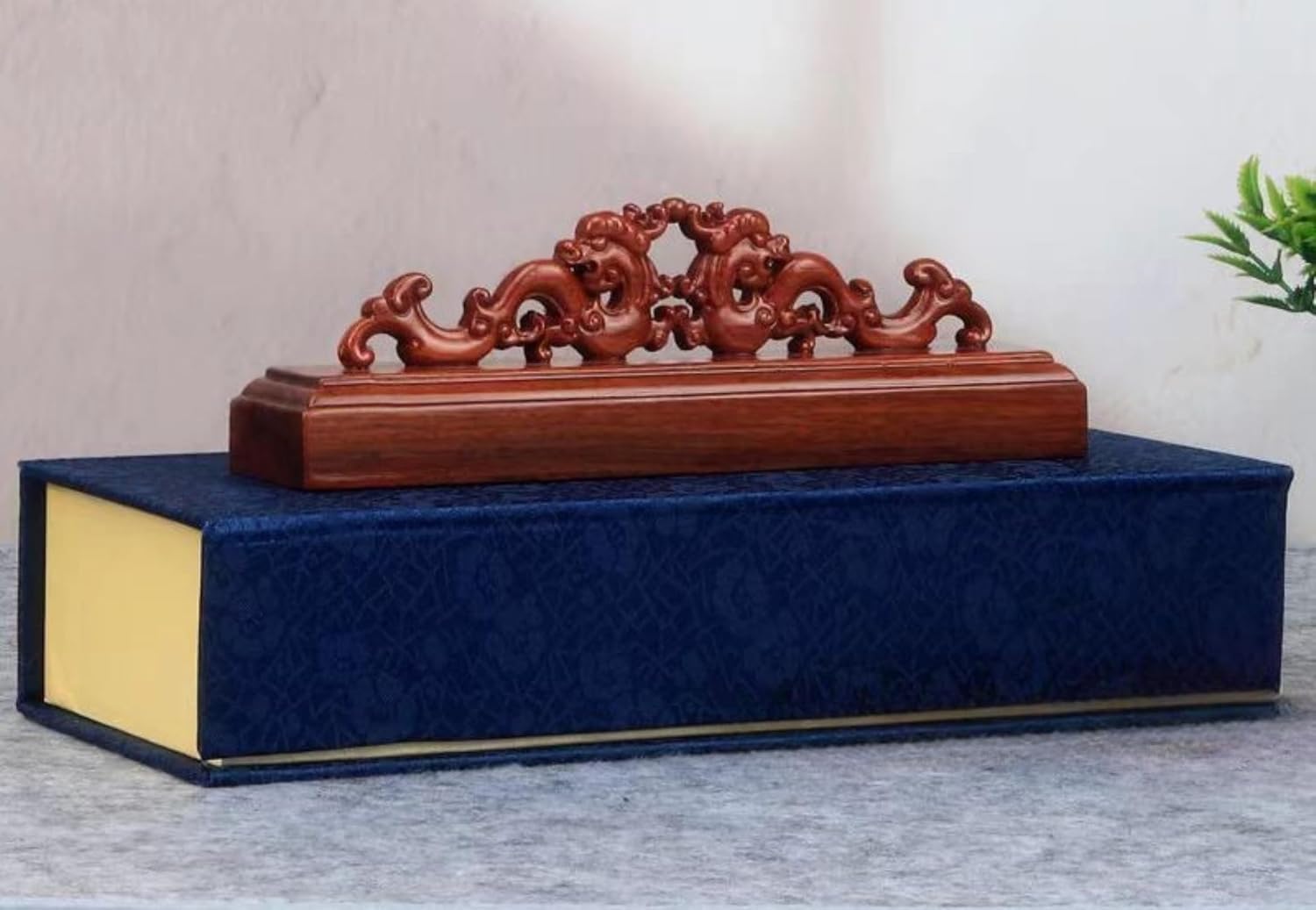 with Gift Box Pen Holder Solid Wood Writing Brush, 18cm 7.1in, Pen Mountain Antique-style Ornament