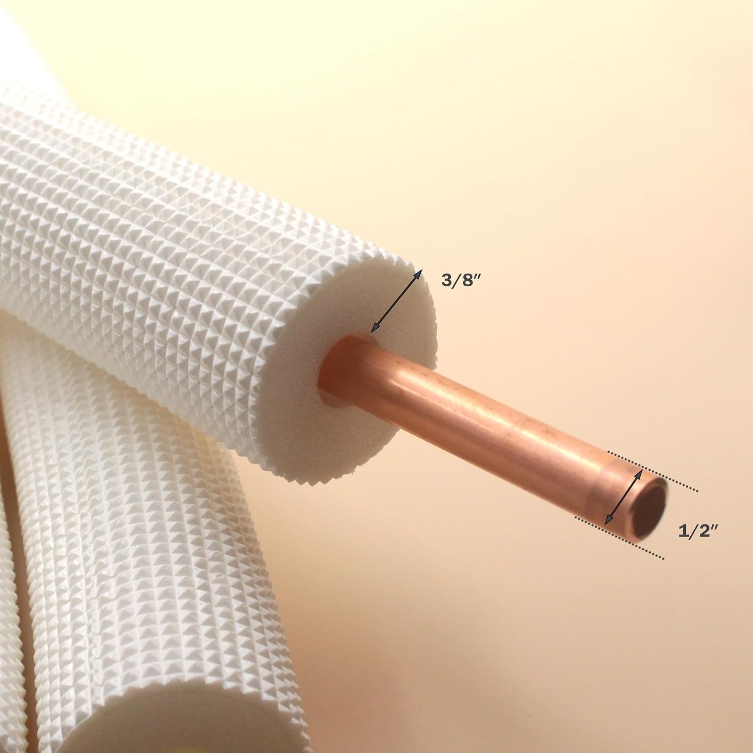 33FT Copper Tubing Mini Split Line Set 1/2" OD Single Tube with Nuts,3/8" White Insulation Kit Pipe Round Metal for Air Condition,HVAC Heating System, Refrigeration,Industry, DIY