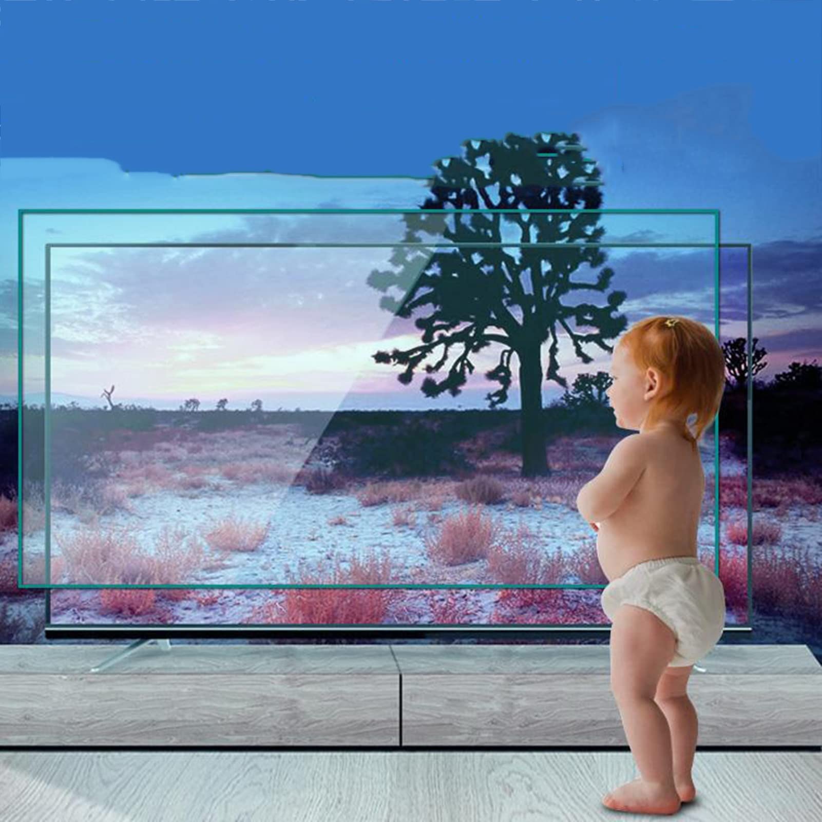 Copertura protettiva per schermo TV per bambini Anti smashing Anti luce blu Pellicola a prova di esplosione Protezione dello schermo Domestico Finitura opaca 27 pollici 596X335MM