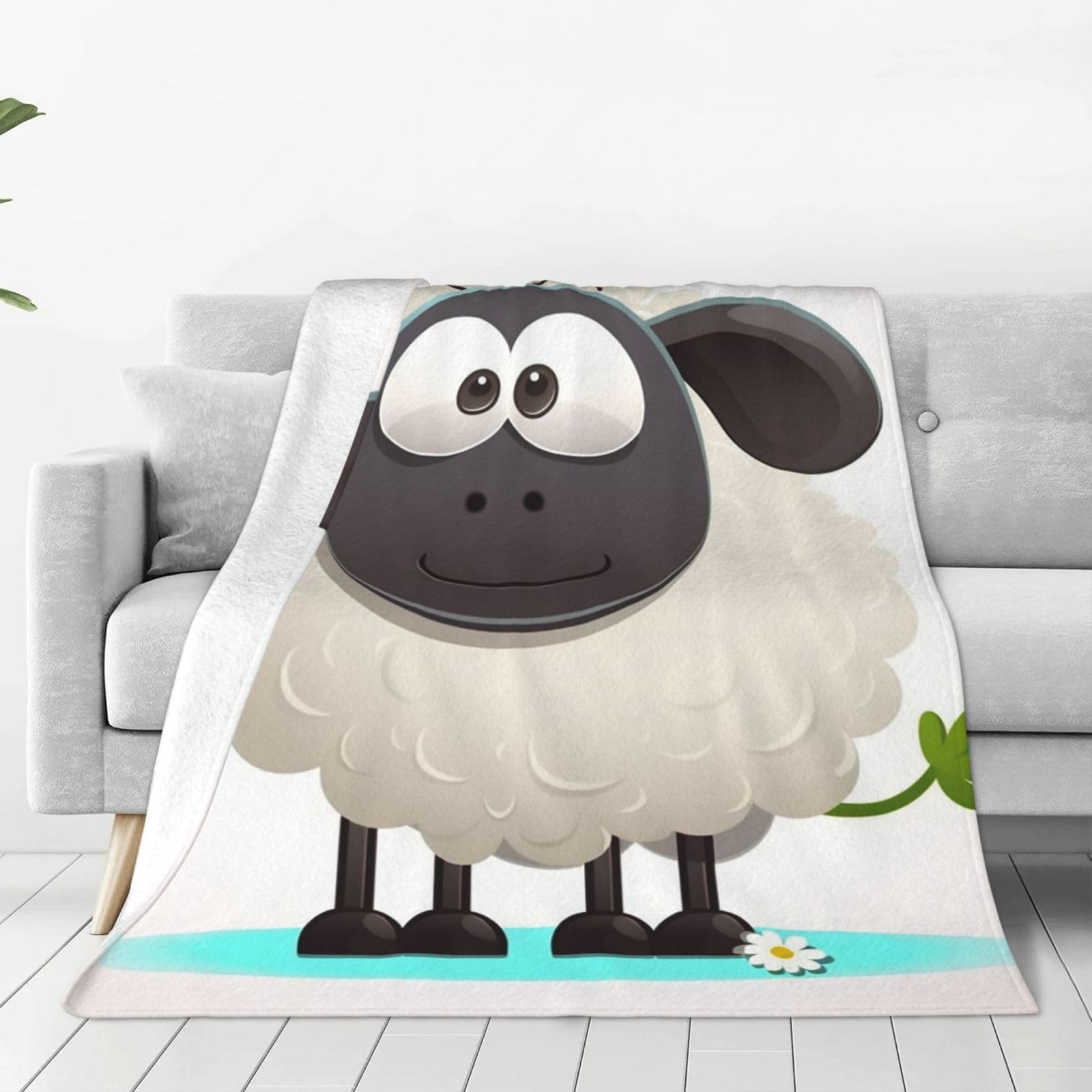 KLOPH Sheep Throw Blanket 40"x30" Flannel Fluffy Warm Blanket for Couch, Reversible Plush Blankets for Bed, Comfy Fuzzy Blanket for Sofa, Plush Lightweight-Blankets for All Season