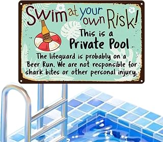 aviso piscina | Piscina sinal segurança,Placa Flandres 30x20cm/8 x 12in Nadando por Sua Própria Placa Risco para Parques Aquáticos, Interiores, Piscinas Ranpeng