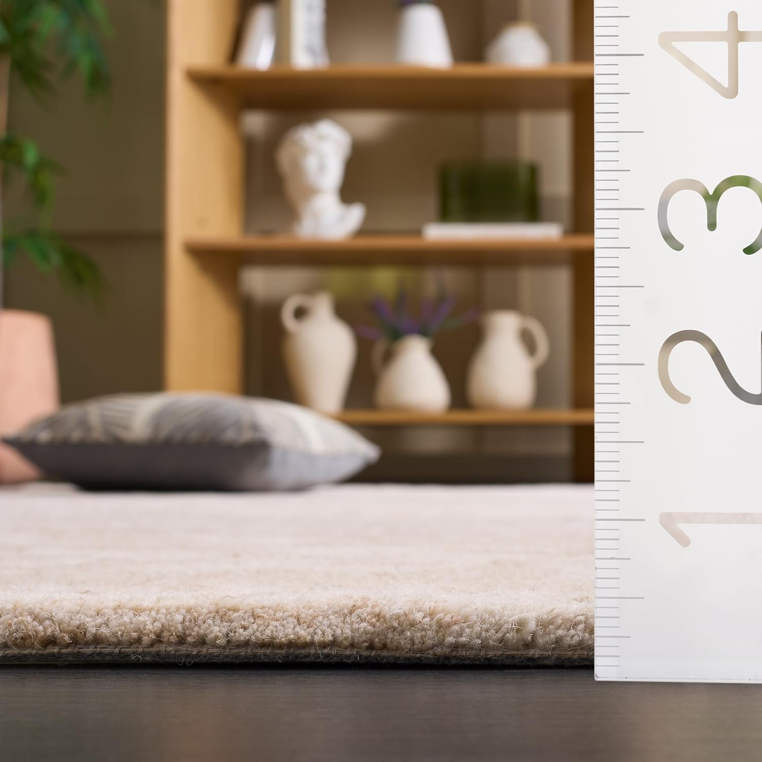 SAFAVIEH 9x12 Area Rug - Harvest Collection - Large - Beige & Grey, Handmade Wool, Ideal for Living Room, Bedroom, Dining Space (HVT101B)