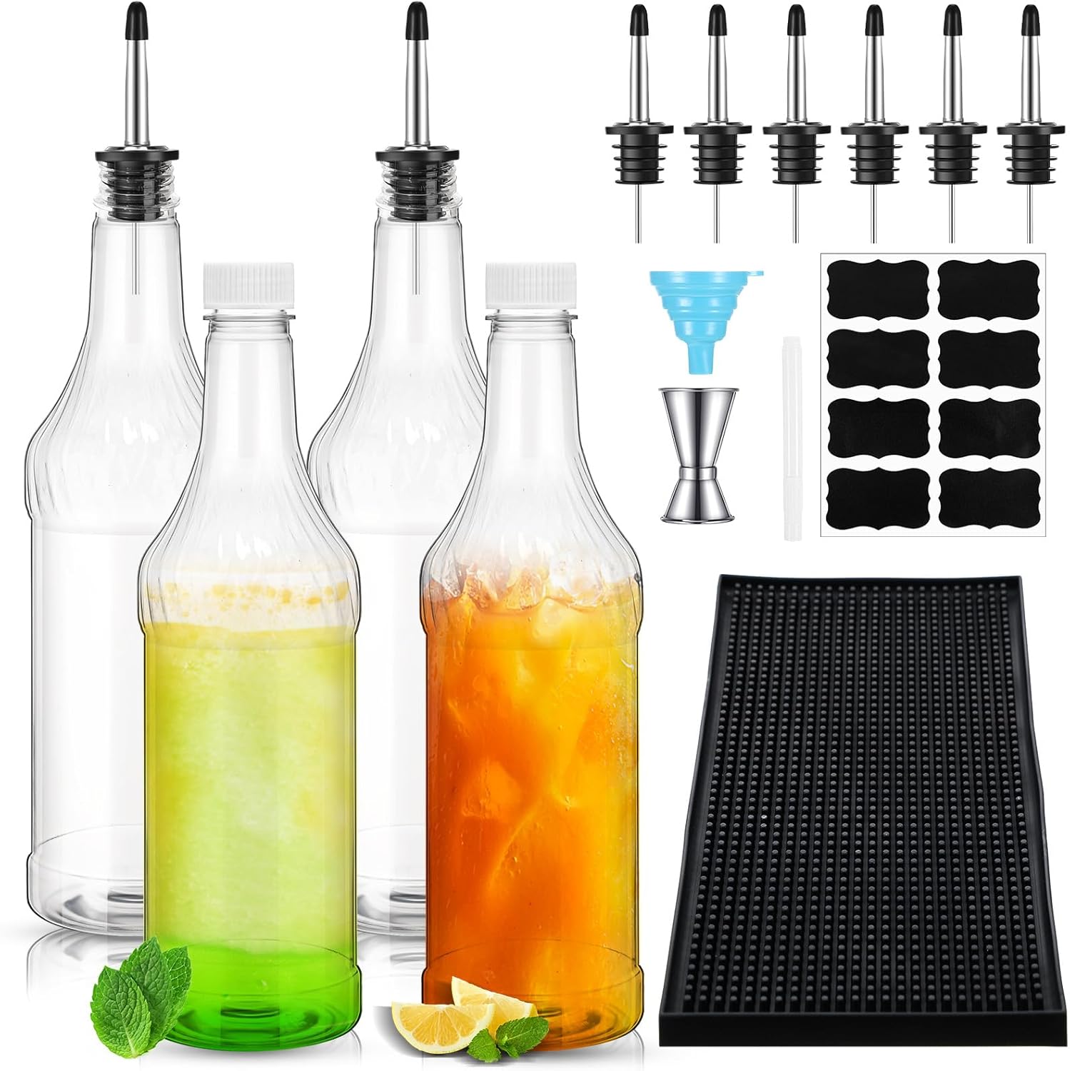 RimCereal 16 Pieces 32 oz Plastic Long Neck Bottles with