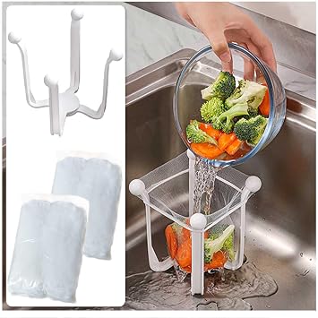 Kitchen Sink Strainer with Drain basket and Sink Strainer Net Bags, Sink Drain Rack with Strainer Mesh bags, Kitchen Sink Drain Flter Sink Food Catcher Trash Catcher for Garbage Leftovers etc. 101