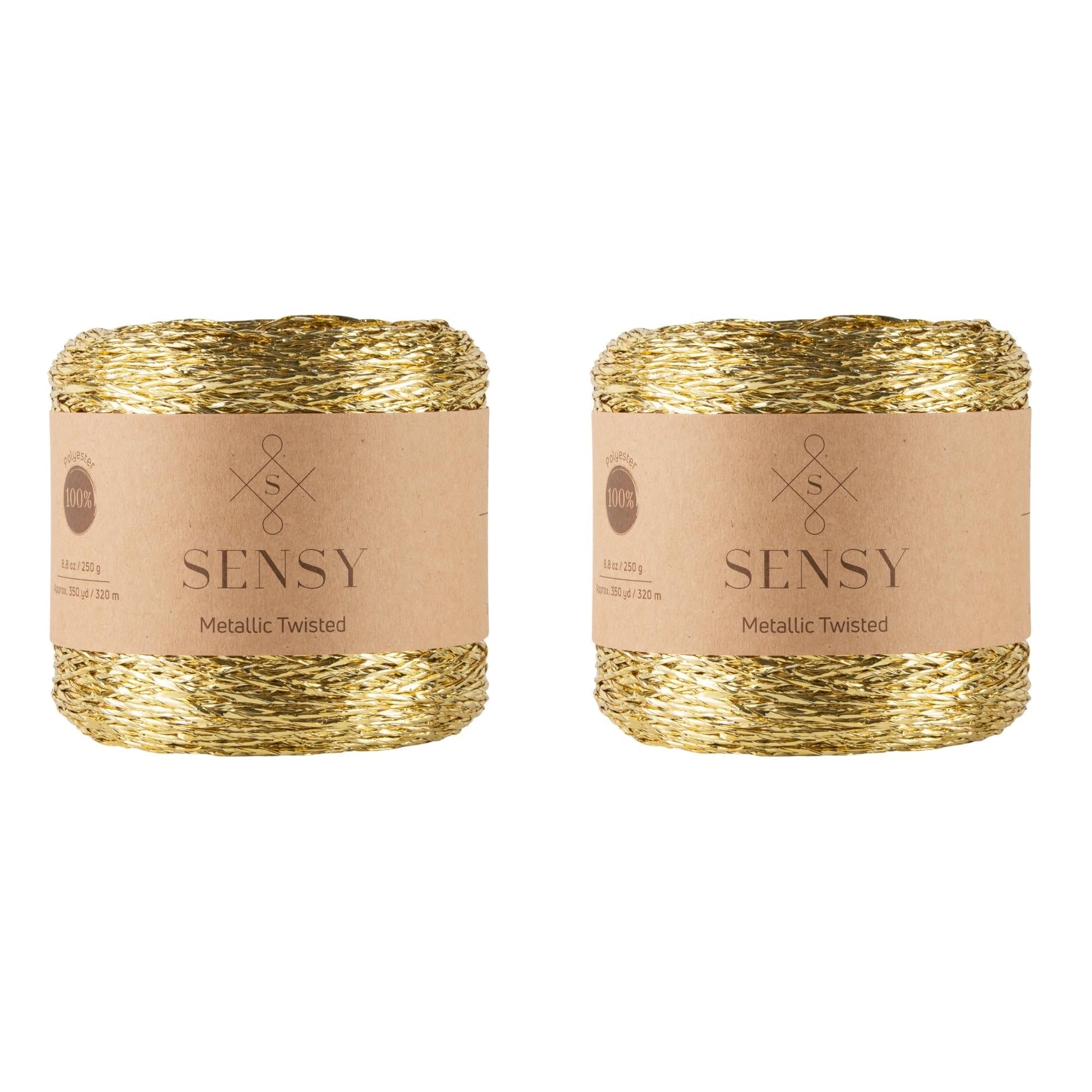 2 Skeins of Sensy Premium 350 Yards Metallic Twisted Twine Cord (Gold)