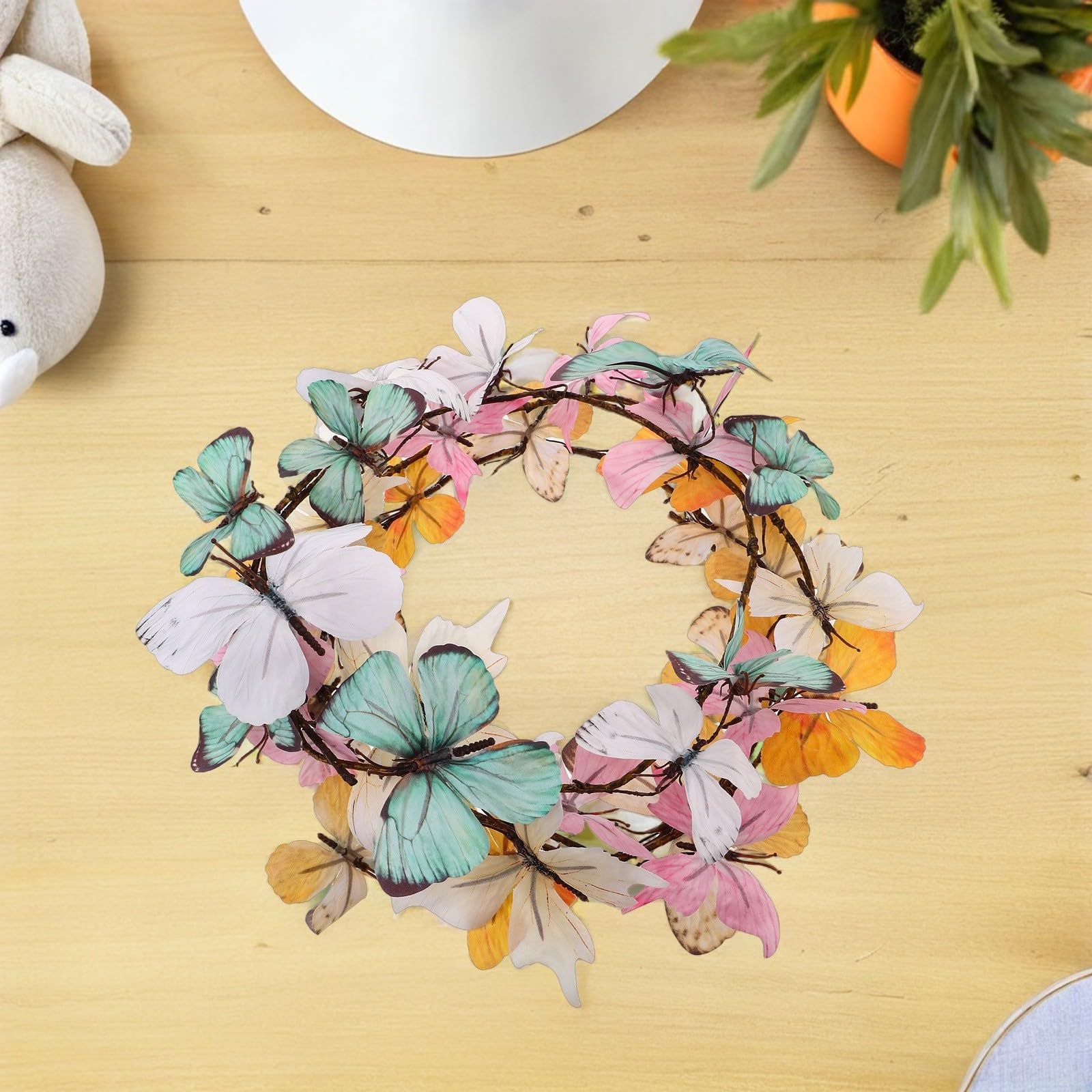 POPETPOP Guirnalda de Enredaderas Artificiales 12 Mariposas y Ramas Secas, Ligera Mantenimiento, Adecuado para Decoración de Oficinas y Temporada de Flores, Paquete de 3 Piezas