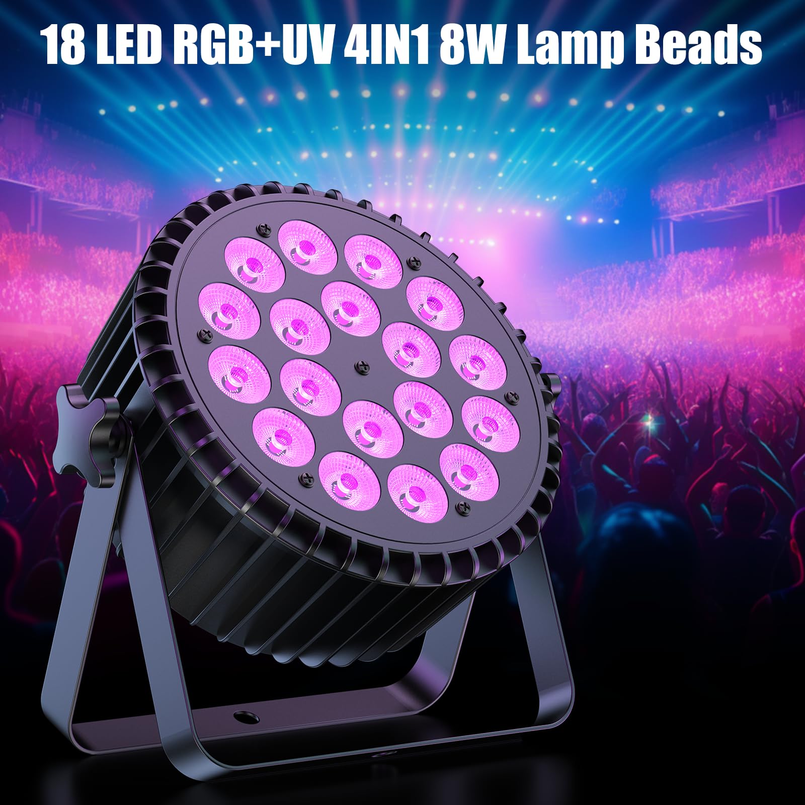 2 pezzi 200W UV+RGB 18 LED per proiettore, luce di scena luce da festa DMX512 illuminazione da discoteca per DJ Party Show Bar Halloween Natale