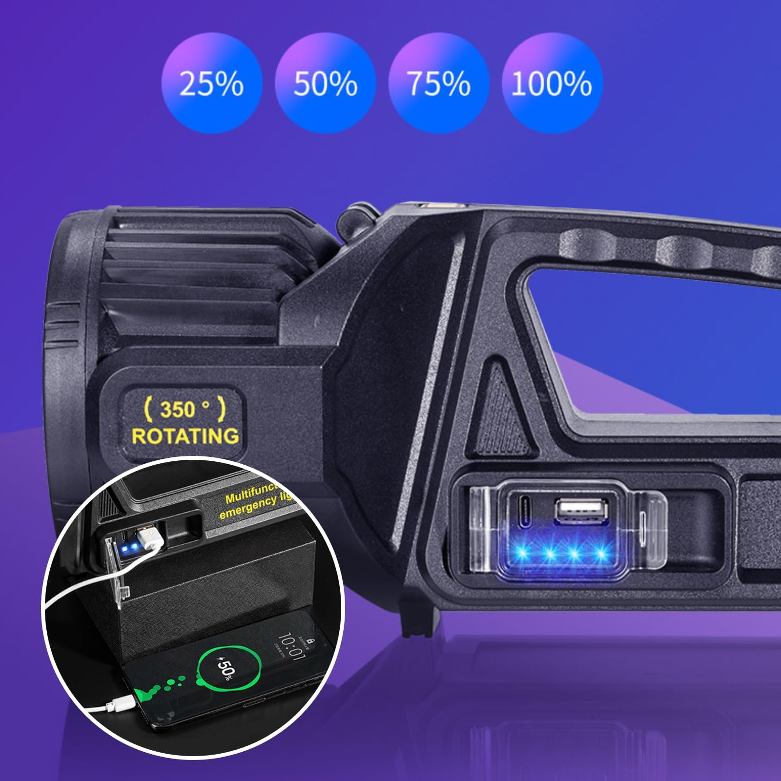 Yierblue Linterna Recargable Con Led De ,000 Lúmenes, Ip67 | Envío gratis