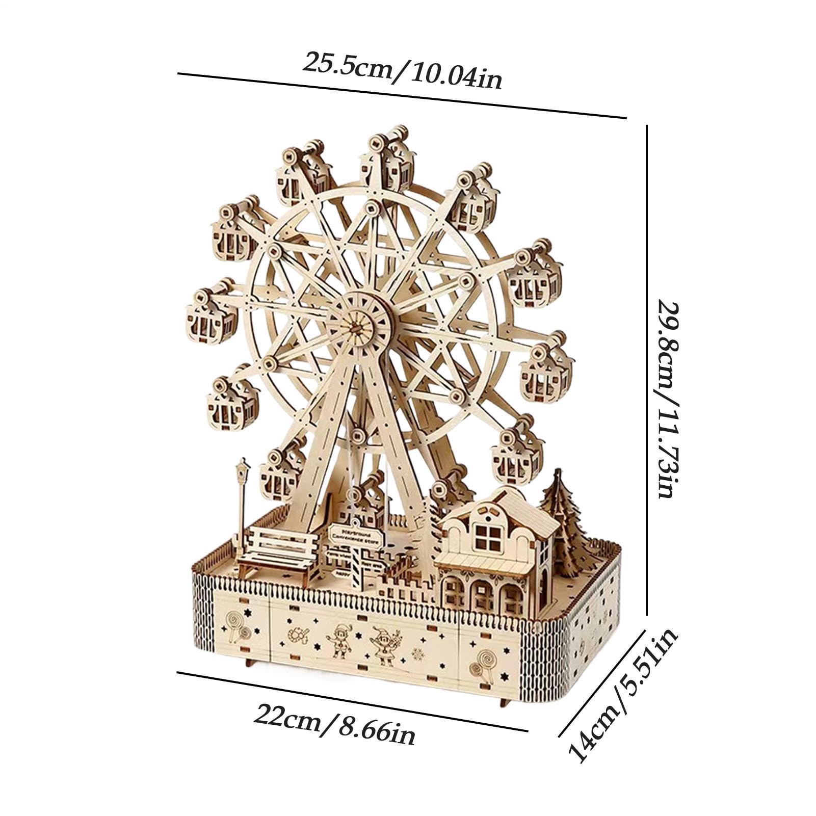 Puzzle 3D In Legno Per Adulti Artigianato Della Ruota Panoramica | 183 Pezzi con LED e Musica Kit di Costruzione in Legno Per Sollievo Dallo Stress Hobby Natale Uomini Donne Adolescenti