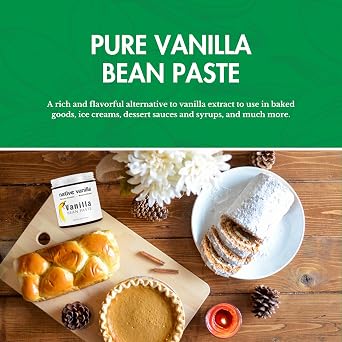 Vanilla Bean Paste - Native Vanilla - All Natural Pure Vanilla Bean Paste - Made with Organic Agave Syrup - For Cooking, Baking & Desserts - 100% Vegan & Kosher - Non-GMO & Gluten-Free - 4 oz