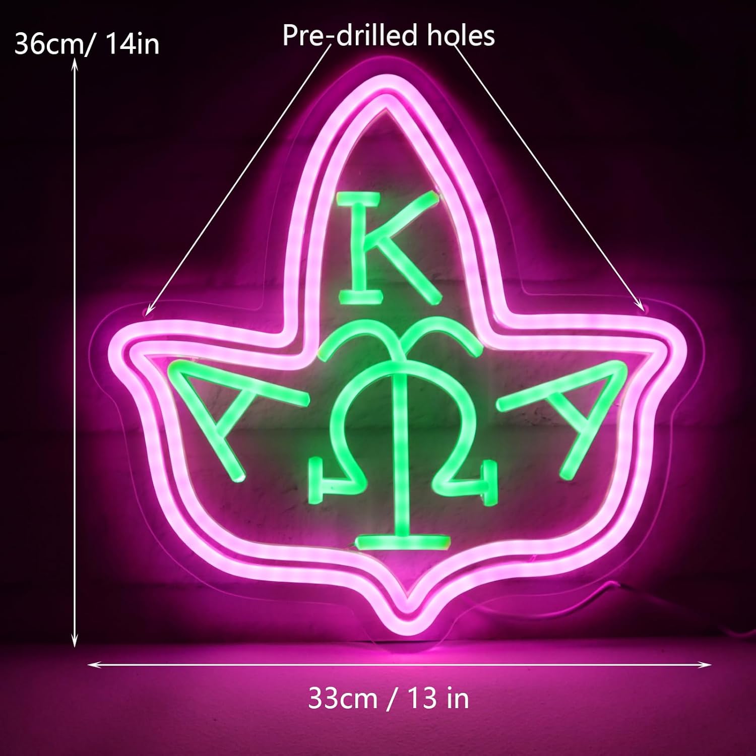 AKA Pink Neon Signs for the Wall, Greek Sorority Paraphernalia, Aka Sorority Gifts for Women Pink and Green graduation Gift, Home Accessories, Birthday Presents, Birthday Party Decorative 14 * 13inch