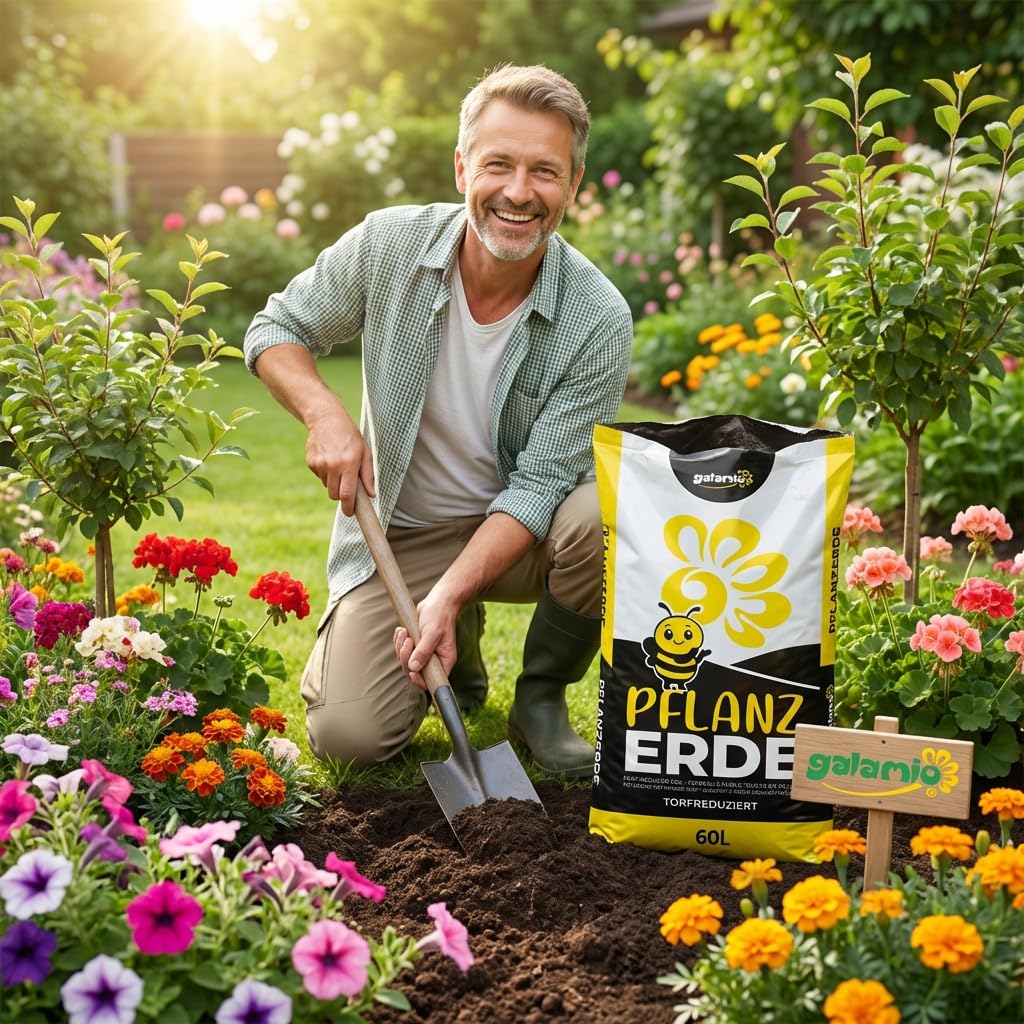 GALAMIO Pflanzerde 720L (12 x 60L), torfreduziert, mit Dünger, ideal für Sträucher, Bäume oder Zierpflanzen