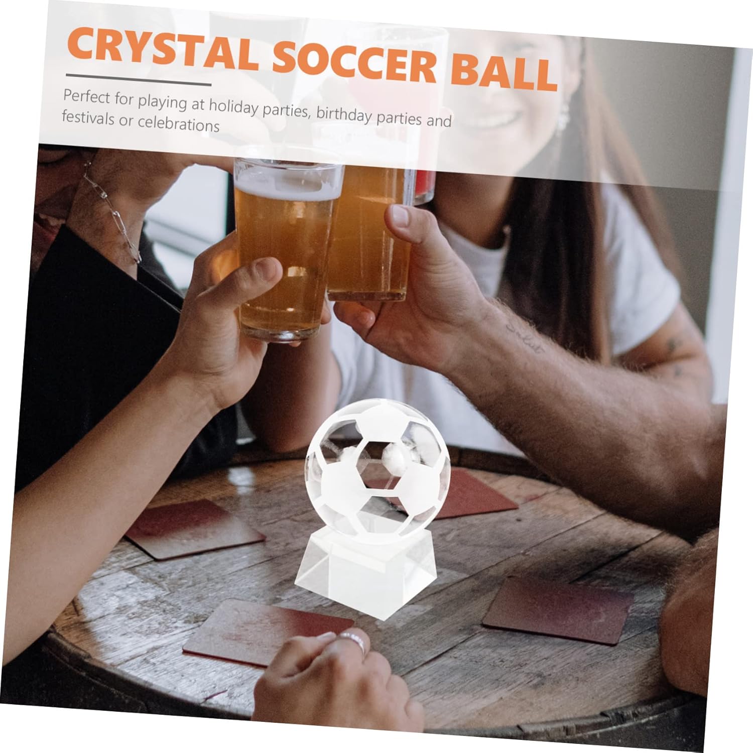 YARNOW Elegant Crystal Football Ornament Ring Ball Sphere Award Base for Decor