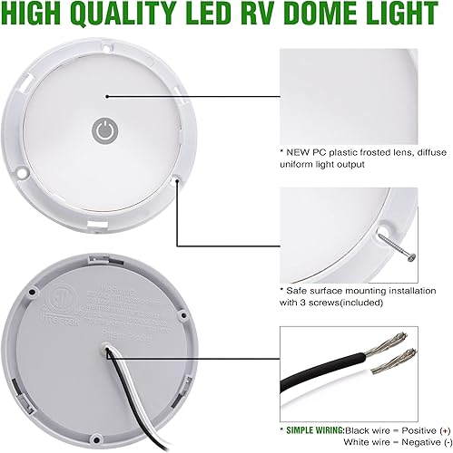 Miniatura 4 de Luz LED de techo de 3 pulgadas para caravana con interruptor regulable, lámpara de montaje en superficie de disco de 12 voltios CC, para caravana,