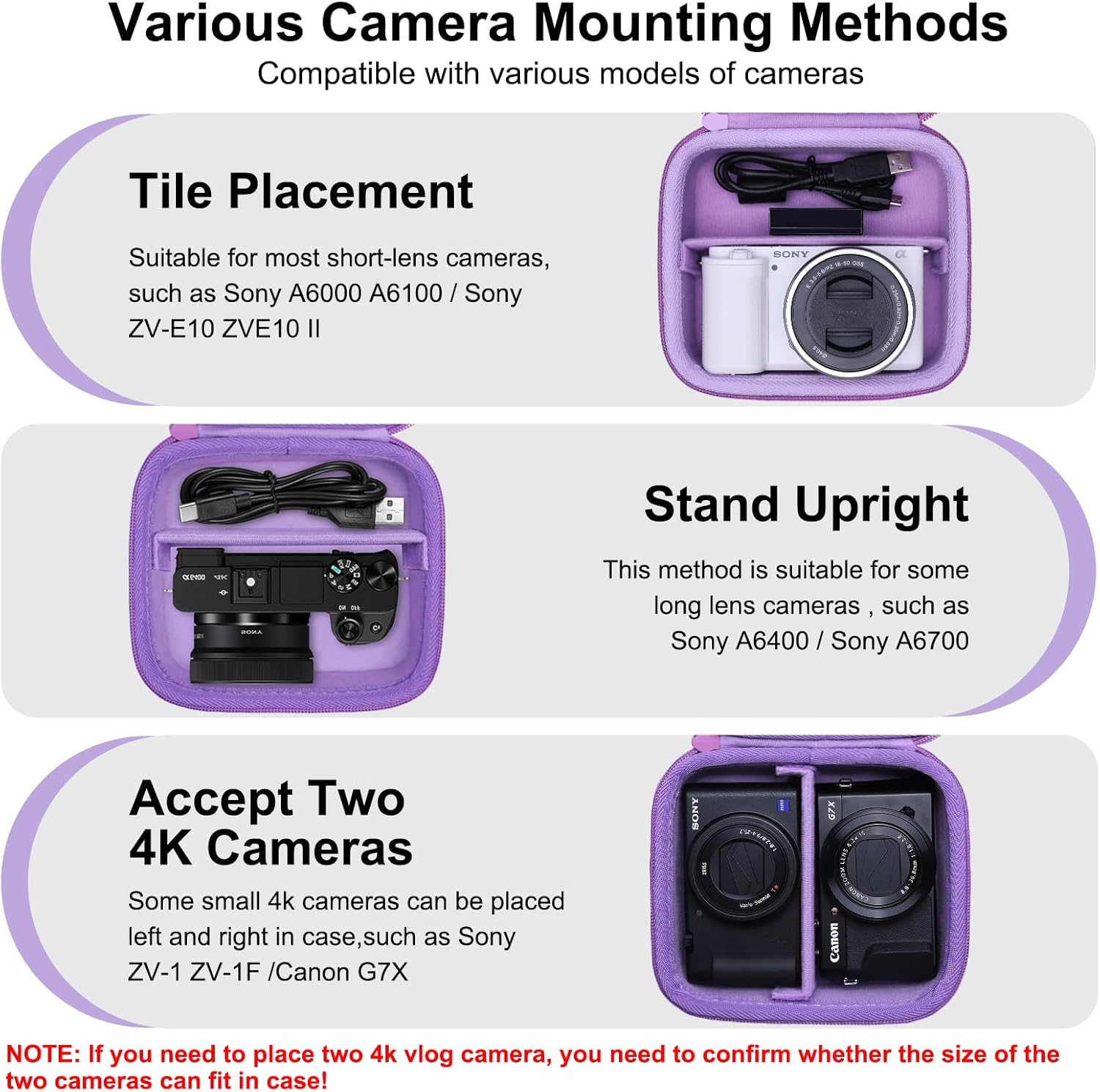 XANAD Hard Case for Sony a6400/a6700/a6100/a6000/a5000/a5100/ZV-E10/ZVE10 II or Fujifilm X100VI / X100V Digital Camera (Purple)