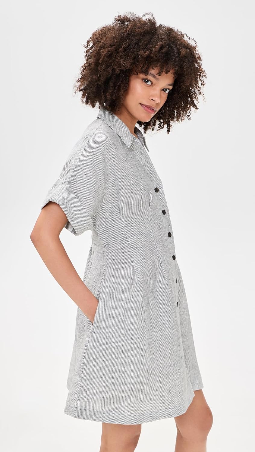 Madewell Women's Pleated Linen Shirt Dress
