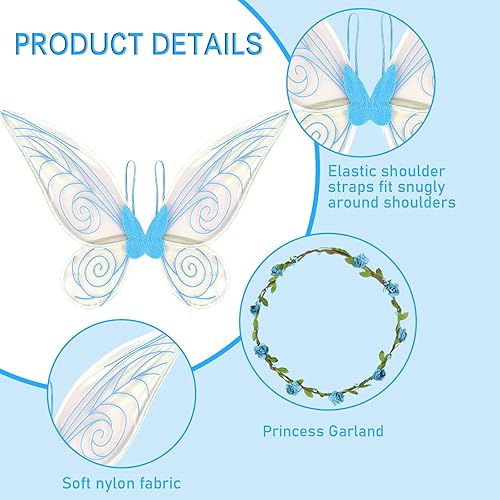 Vista 37 de U-Goforst Fairy Wings for Adults Women Butterfly Wings for Girls Angel Wing Halloween Costume Dress Up Cosplay Verde