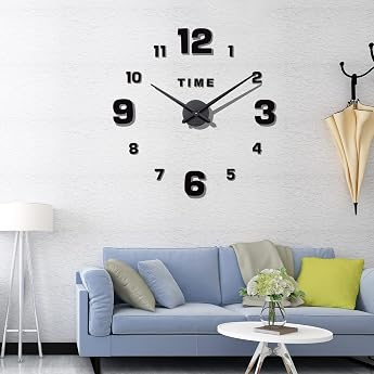 DIY Sticker Wall Modern Frameless Wall Clock Large 60-120 cm