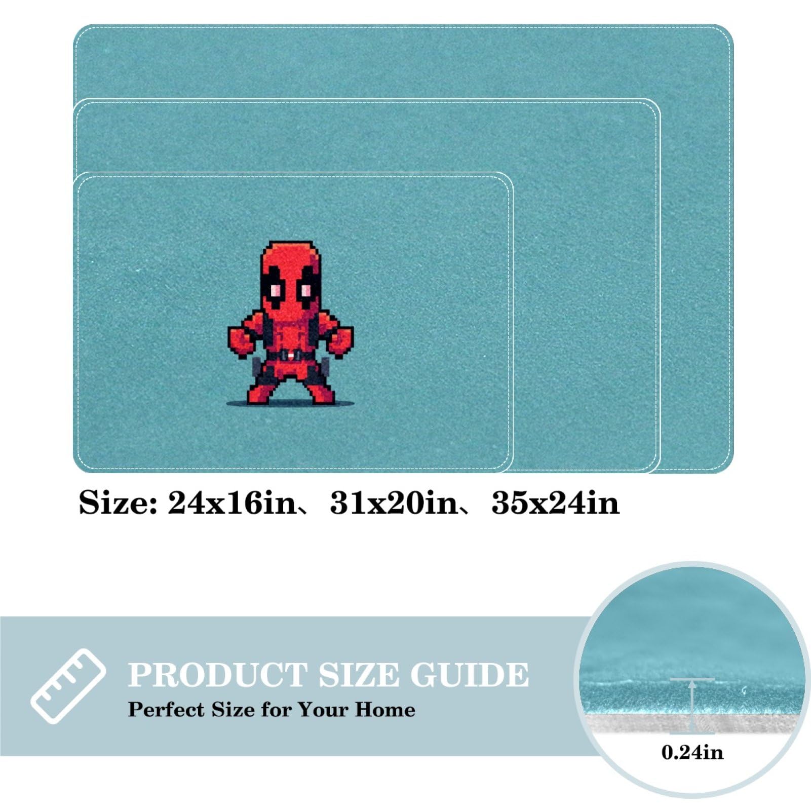 for Deadpool Polyester Indoor Rugs, Machine Washable Door Mats and Game Mat
