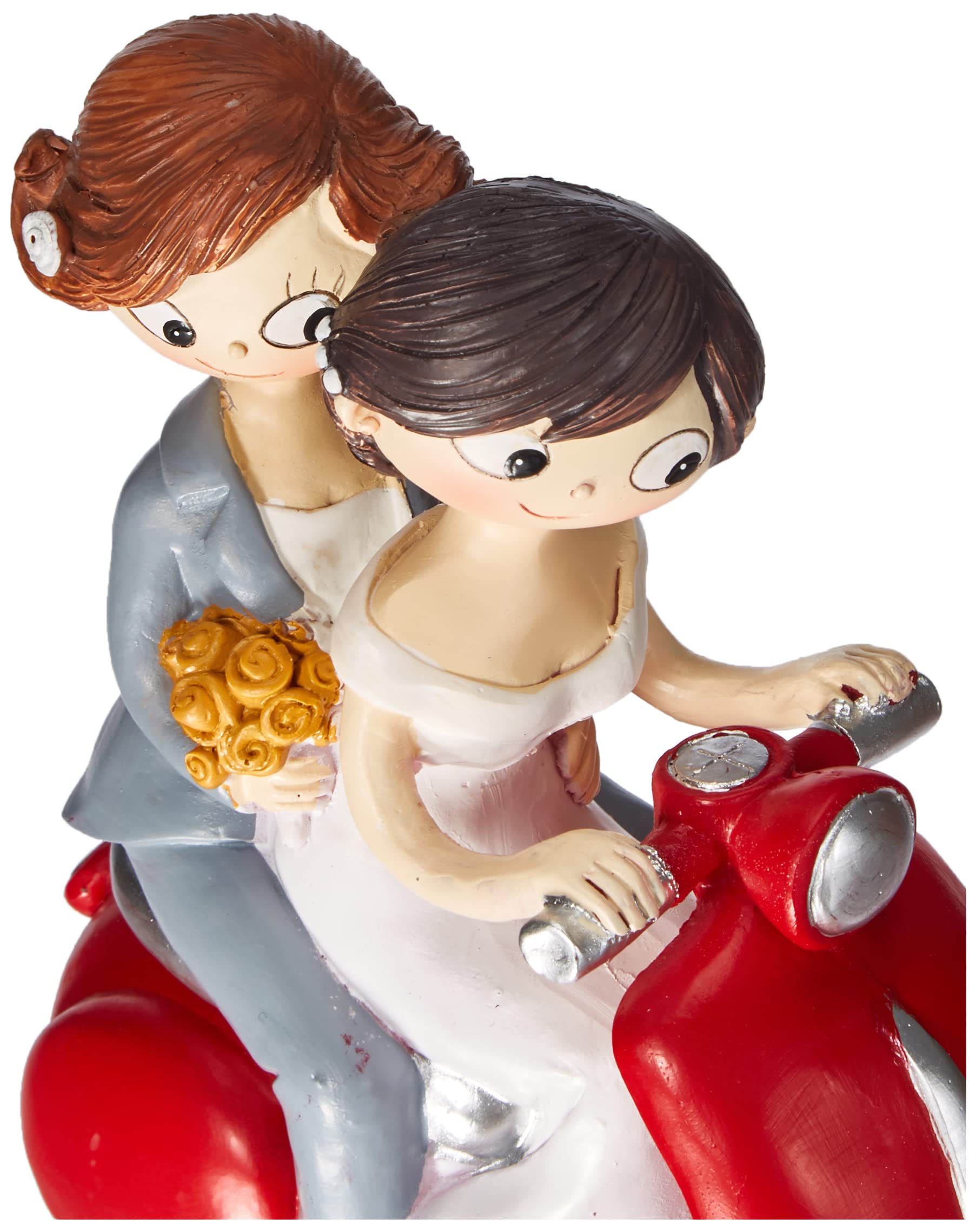 Mopec Y961 - Figura de Pastel Pareja de Novias Pop & Fun en Moto, 17 cm