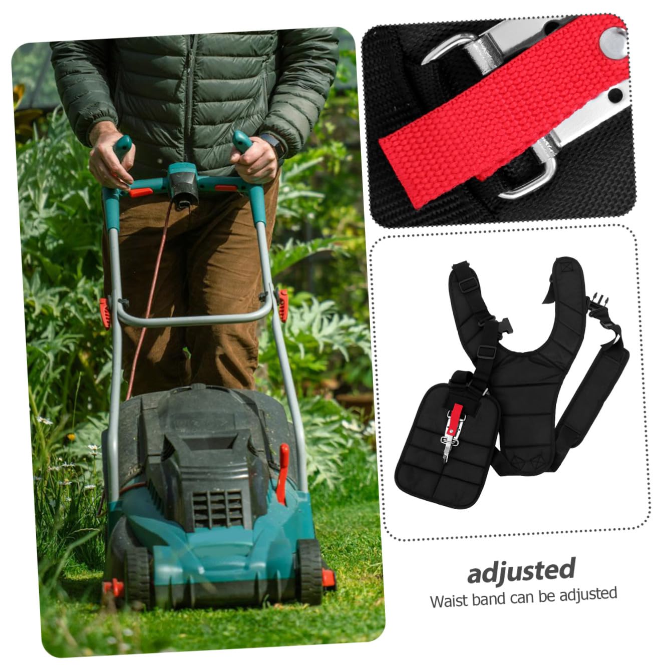 Garneck Imbracatura per Decespugliatore a Doppia Spalla Imbottita Nera | Nylon, Fascia Regolabile in Vita Fibbia, Vestibilità per Strimmer e Brush Cutter