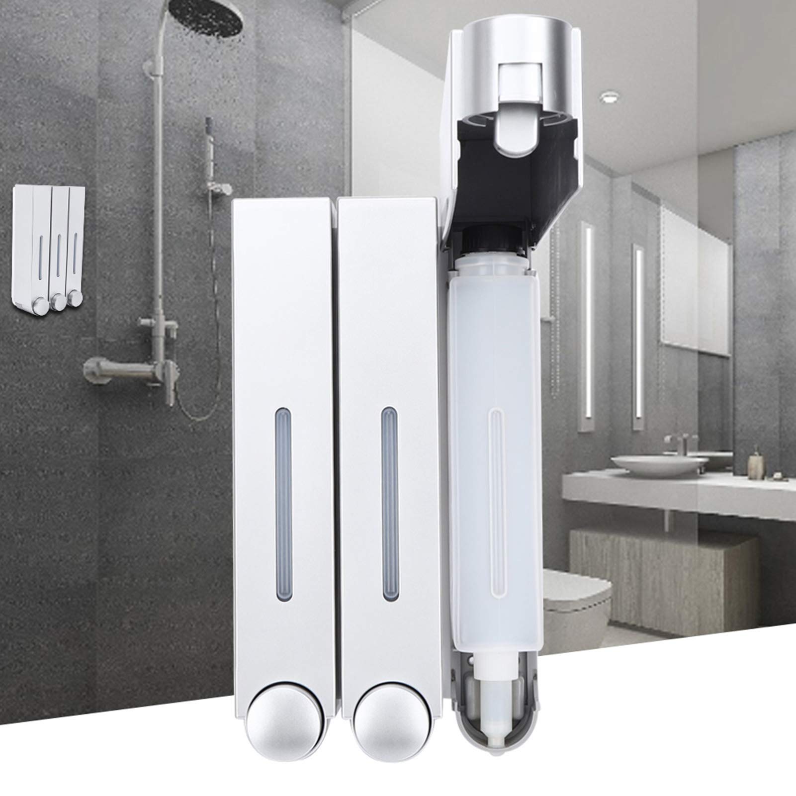 Dispenser di Sapone Liquido, Dispenser di Sapone Liquido per Doccia a Parete Dispenser di Shampoo a Tre Teste per Il Bagno dell'hotel(scheggia)