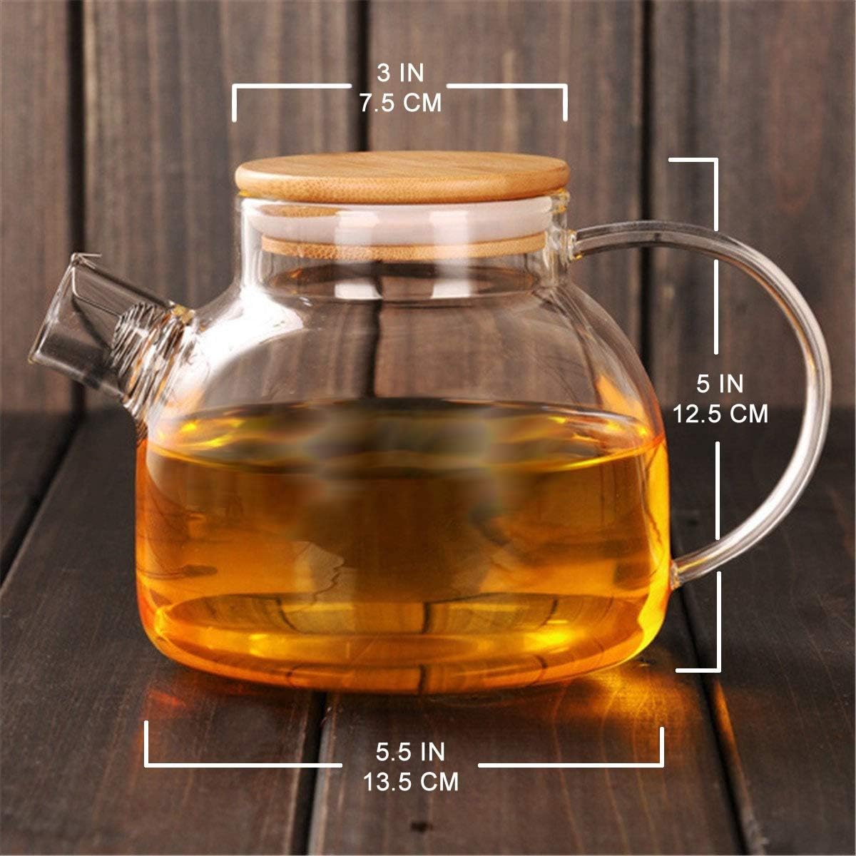 Teabloom Stovetop Safe Glass Teapot with Bamboo Lid (40oz/1200ml) + Loose Leaf Tea Filter Spout + 2 Blooming Teas + Large Bamboo Trivet - Natural Flowering Tea Gift Set - Image 7
