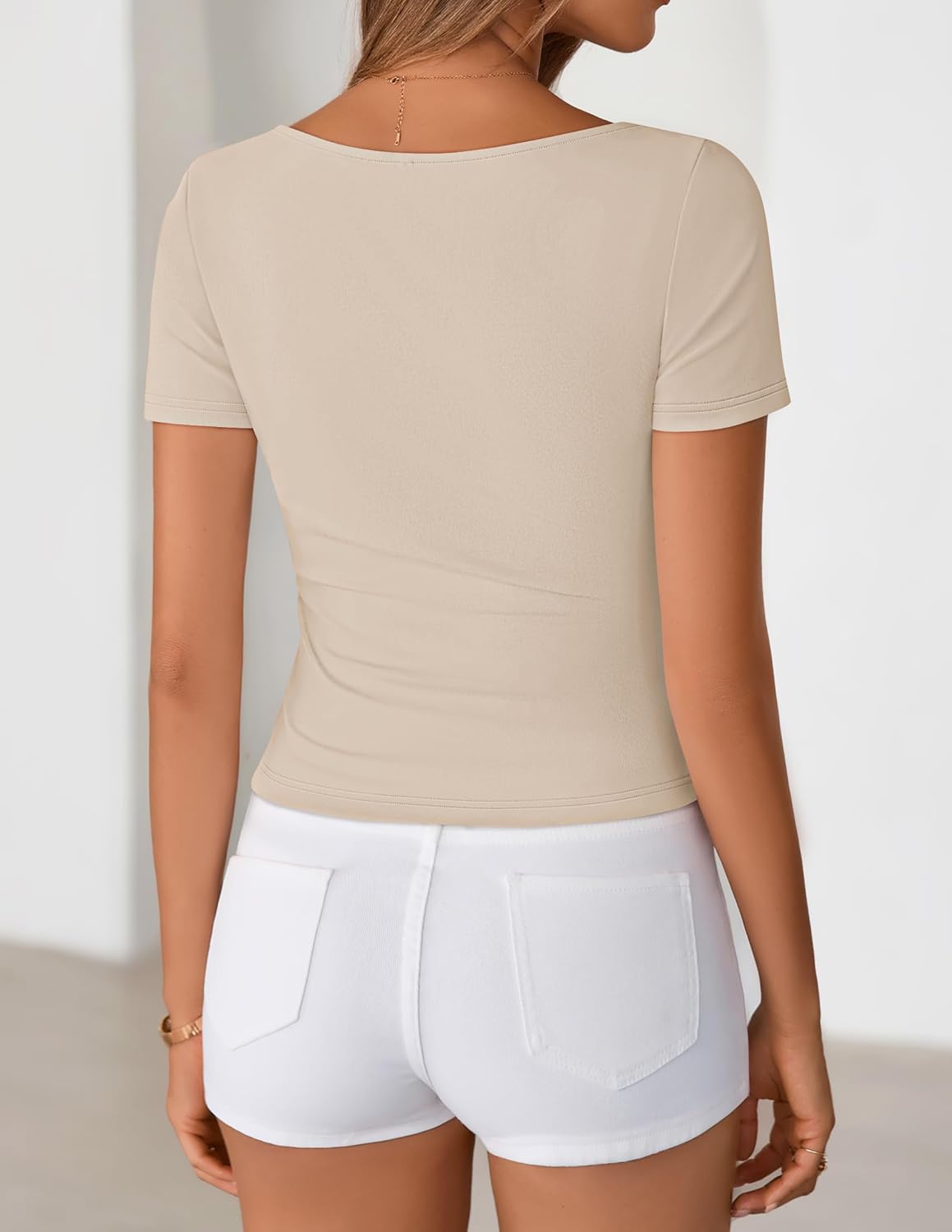 ZESICA Womens Summer Asymmetrical T Shirts Ruched Fitted Short Sleeve Y2K Going Out Tops 2026 Spring Fashion Vacation Outfits - Image 4