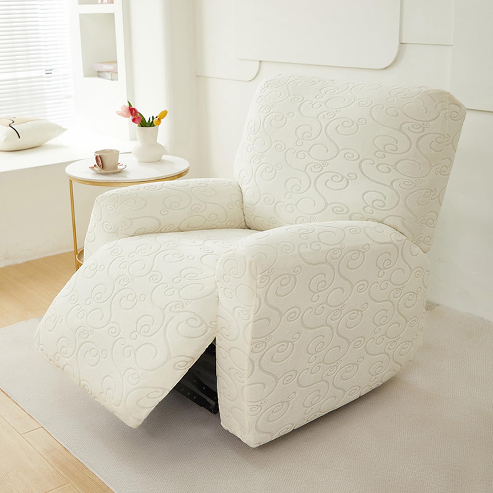 Copripoltrona Relax Reclinabile 1 Posto, Copri Poltrona Relax in Tessuto Jacquard, Fodera Poltrona Reclinabile Elasticizzato per Sedie Elettriche(Size:8 Piece Set,Color:N-Beige)