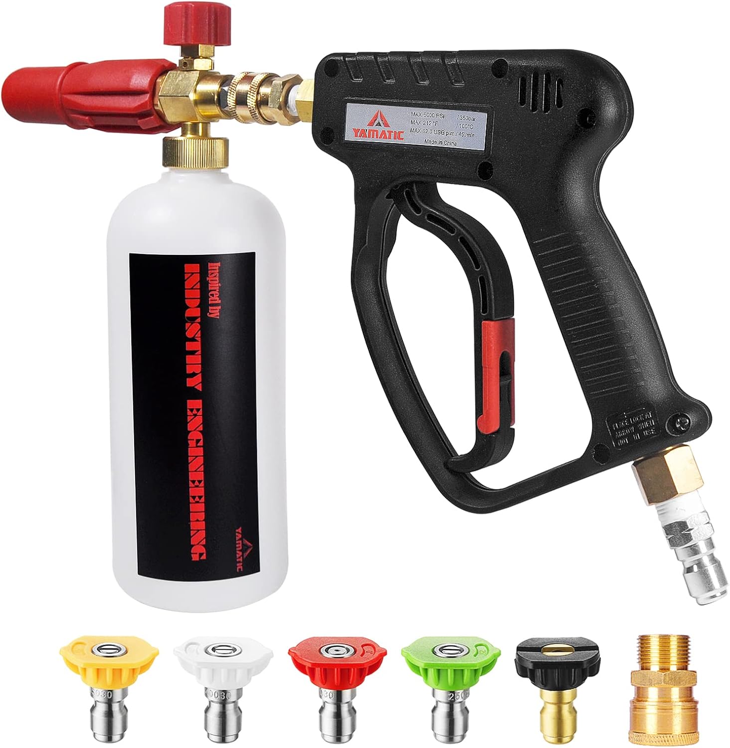 YAMATIC Short Pressure Washer Gun with Foam Cannon, 5000