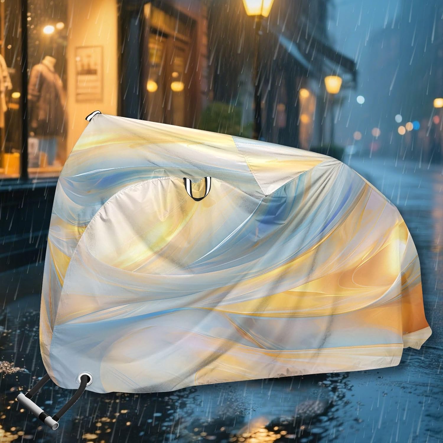 ALAZA Metal Texture Marble Bike Cover Waterproof Outdoor Ebike Bicycle Covers Tarp Protection for 1/2 Bikes, Sun UV Dust Wind Proof