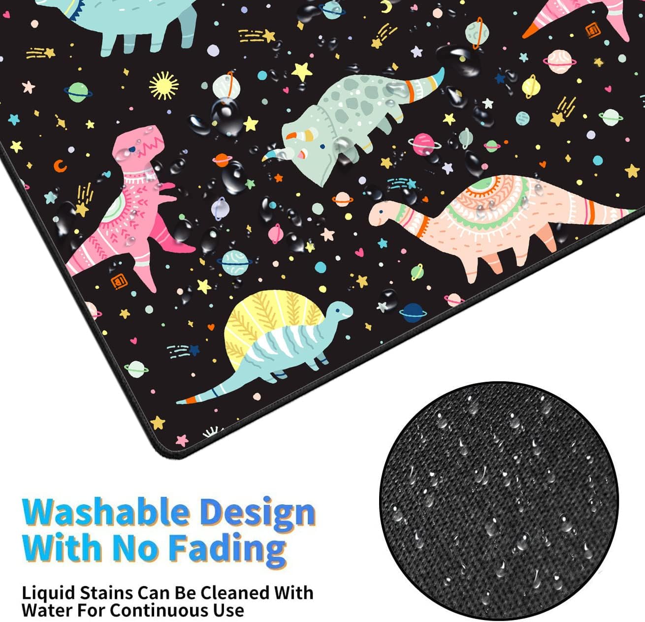 Extended Gaming Mouse Pad with Seam, Long XL Desktop Keyboard Pad, Suitable for Work/Game/Office/Home, Butterfly Wrist Rest Pad and Coaster, Color Cute Little Dinosaur