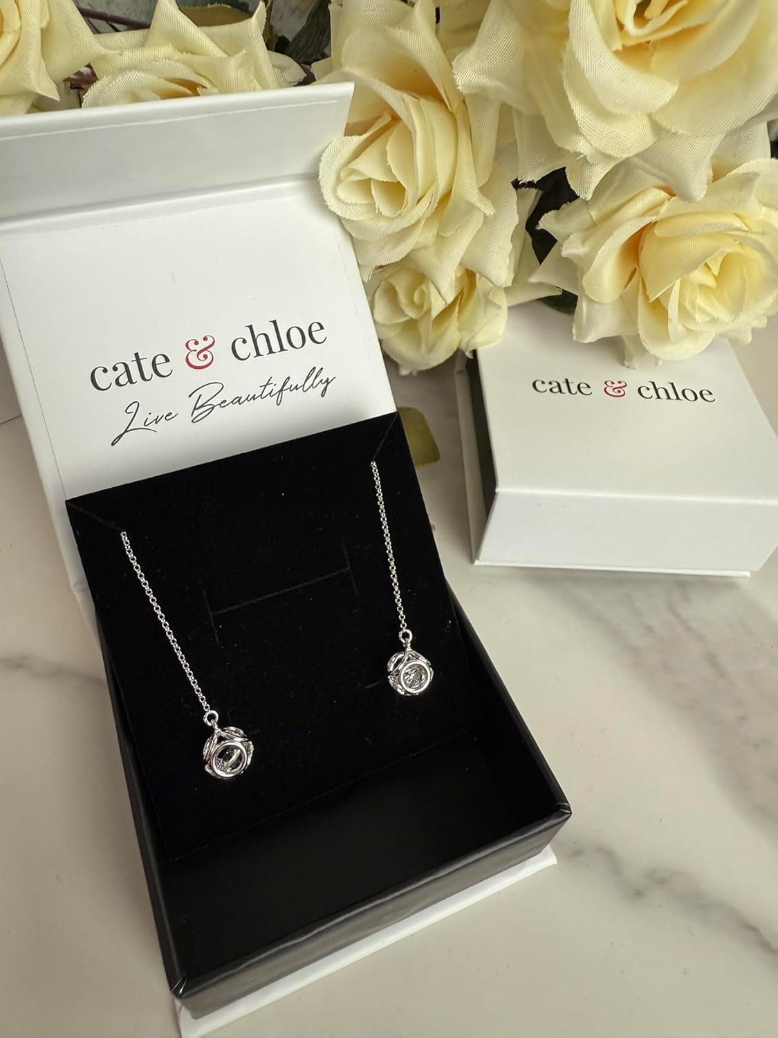Cate & Chloe Lena 18k White Gold-Plated Drop Earrings with Simulated Diamond Crystals, Elegant Dangle Jewelry for Women, Giftable Accessory for Her on Christmas, Anniversary, Birthday and More