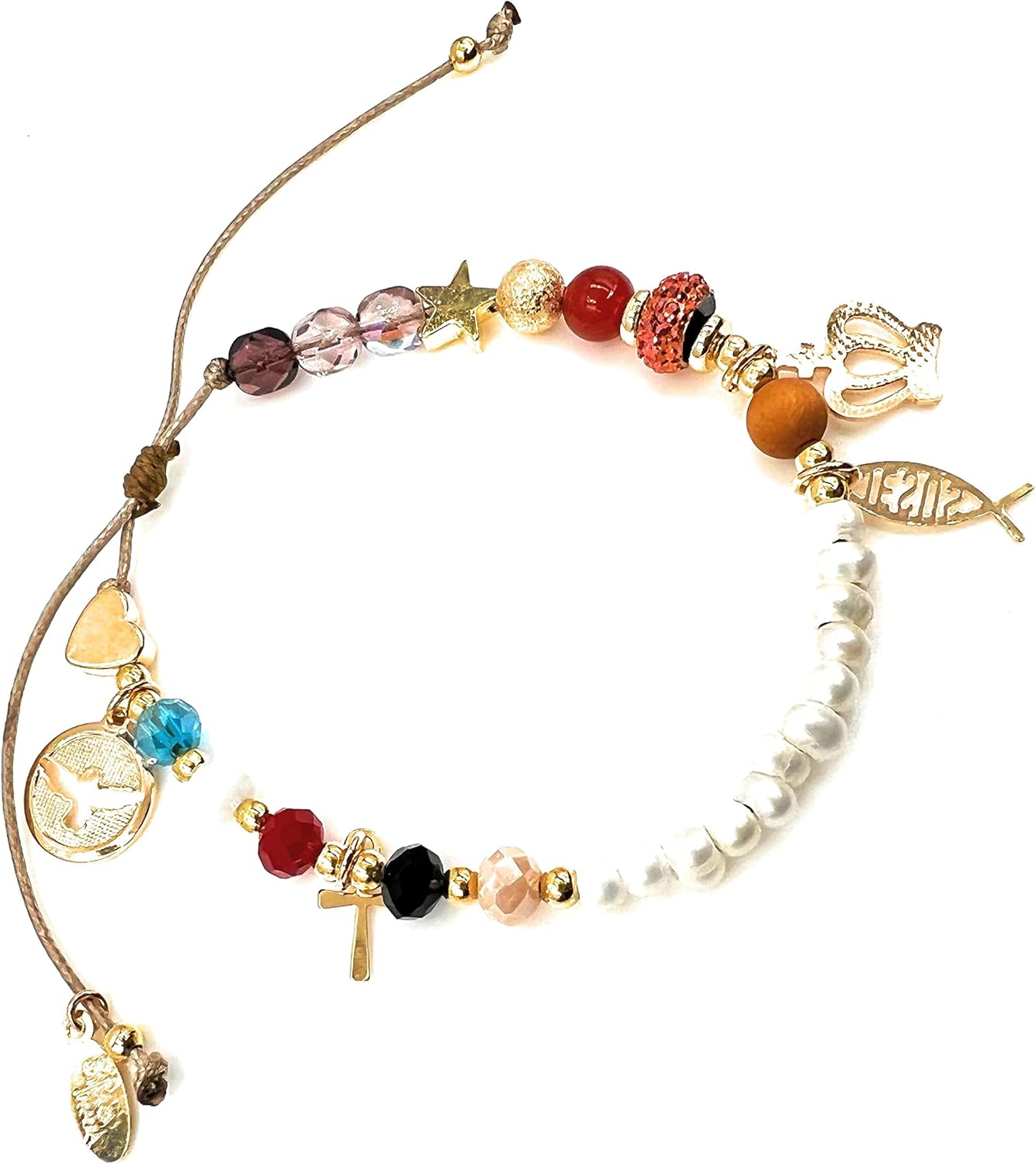 SIFRIMANIA Story of Jesus Christ Life Stretch Charms Beads Journey of Faith Handmade Bracelet for Women