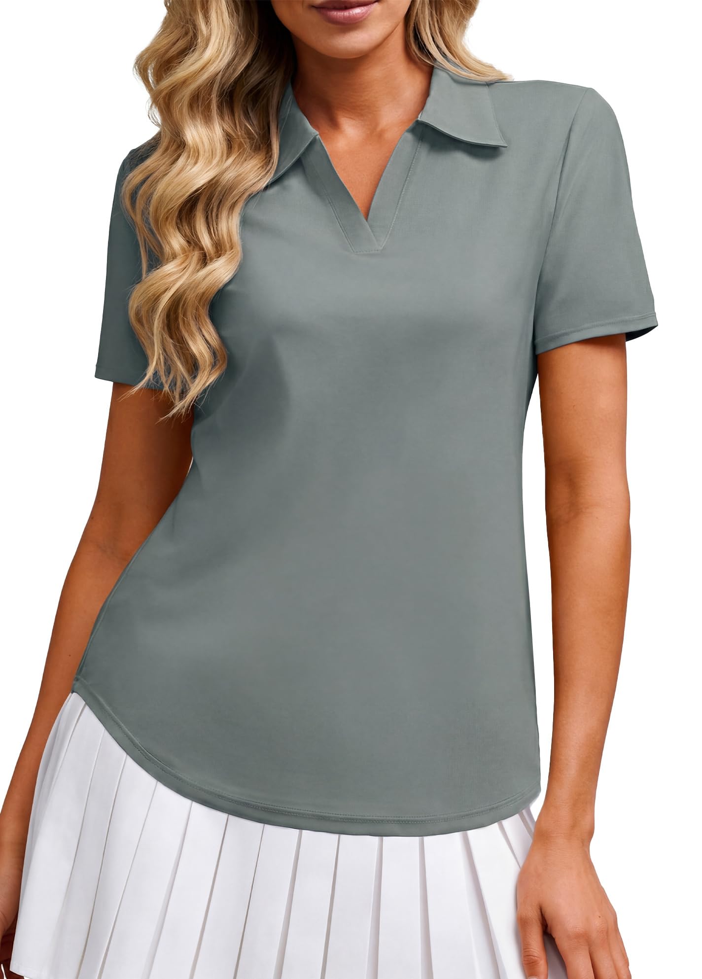 Alaroo Women's Golf Polo Shirts Short Sleeve Collared V Neck Tennis Golf Shirt Casual UPF 50+ Athletic Workout Tops — view 11