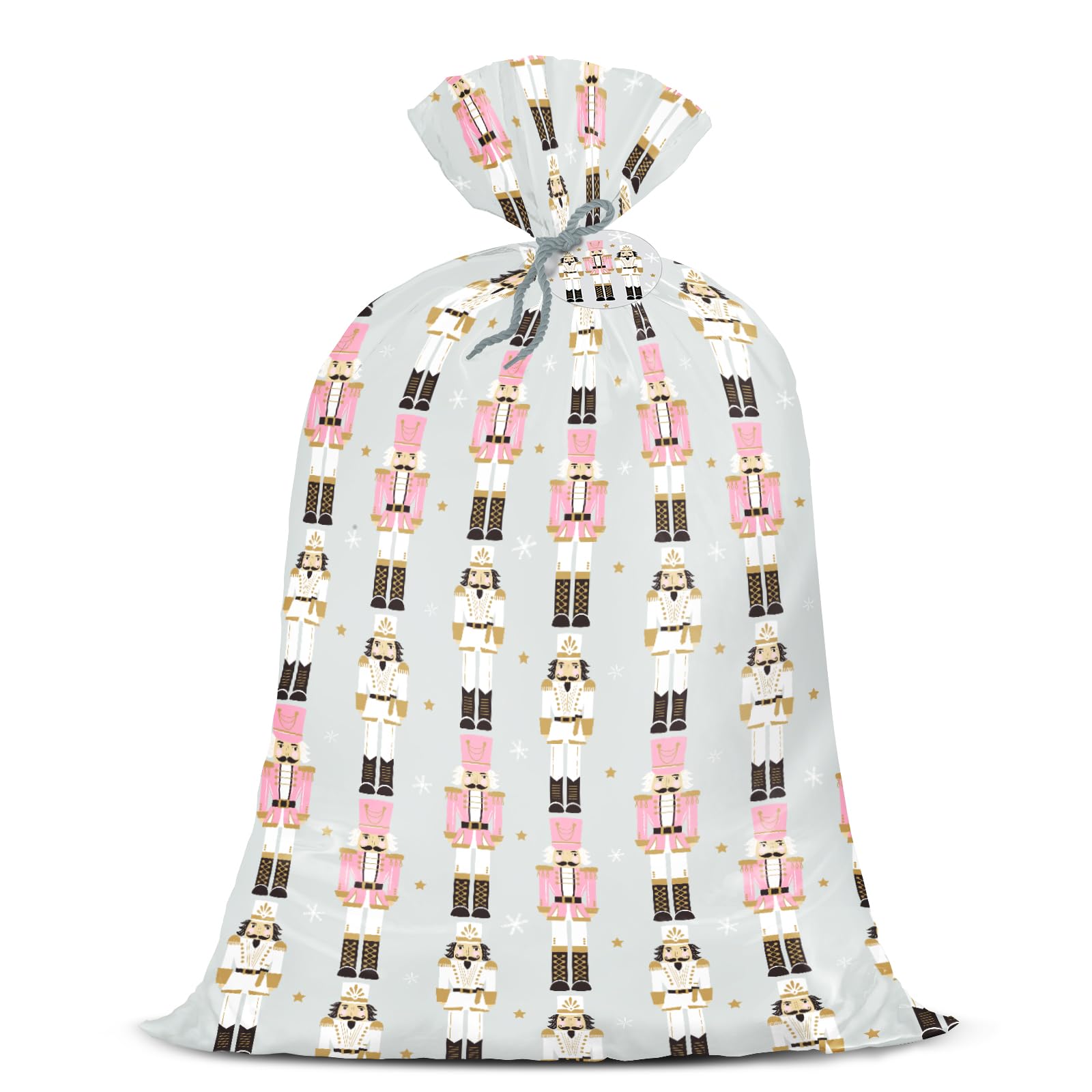 WRAPAHOLIC 56" Large Nutcracker Christmas Plastic Gift Bag - Nutcracker Jumbo Bike Bag Gift Wrap for Christmas, Winter, Holiday, Parties, Celebrating - 56" H x 36" W