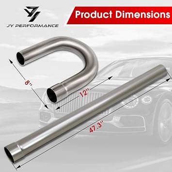 2.25 Inch T304 Stainless Steel Exhaust Pipe Kit, 2 1/4'' OD, 16PCS