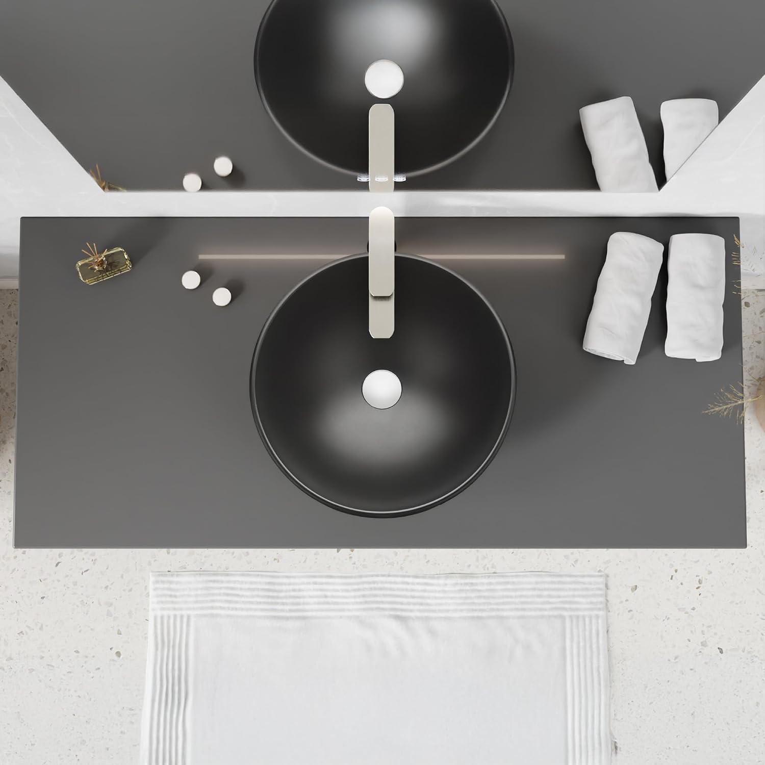 ANZZI Vessel Sink Matte Black,Tempered Glass Vessel Sink, Elegant & Durable, 8.1"W x 13"D x 3.9"H, Nano-Water Coated, Chrome Pop-Up Drain (LS-AZ905MB)