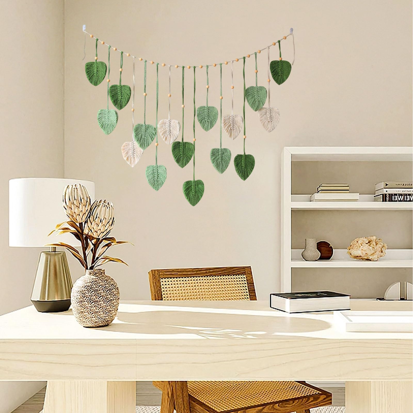 MEIVINES Macramé muur hangende bladeren, uniek boho wandtapijt