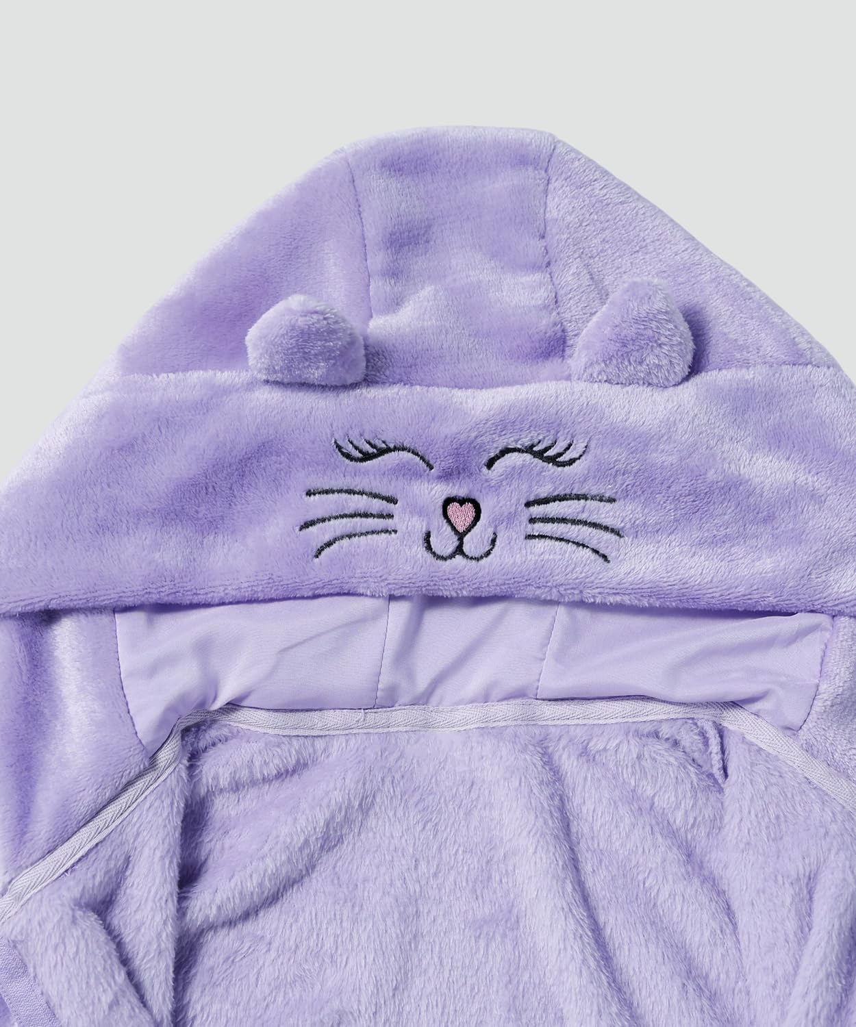 Toddler Fleece Jacket Cute Embroidered Cat Face Coat With Cat Ears Fall Winter Warmth Hooded Outerwear Coat 2-4Years