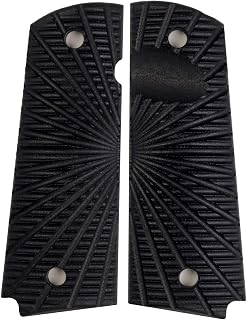 1911 Grip Midnight Black Aggressive Sunburst G10 Fits Full Size Compact 1911 EMP PT1911 Sig GSG Magwell Bobtail Roundbutt Standard Thickness Grips