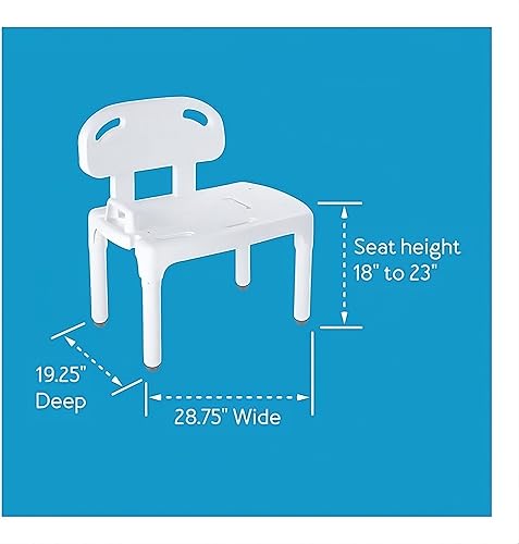 Miniatura 3 de Carex Universal Tub Transfer Bench, Bath Seat with Backrest, Shower Chair for Elderly and Disabled, Transfer Bench & Shower Seat for Bathtub with