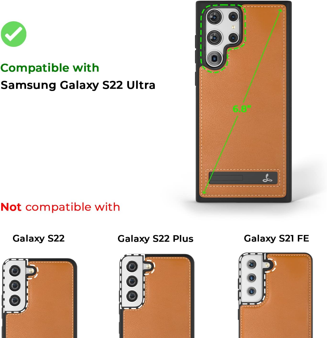 Snakehive Metro Leather Case for Samsung Galaxy S22 Ultra 5G || Real Leather Phone Case with Stand || Genuine Leather & Wireless Charging Compatible Leather Cover with Kickstand (Brown)