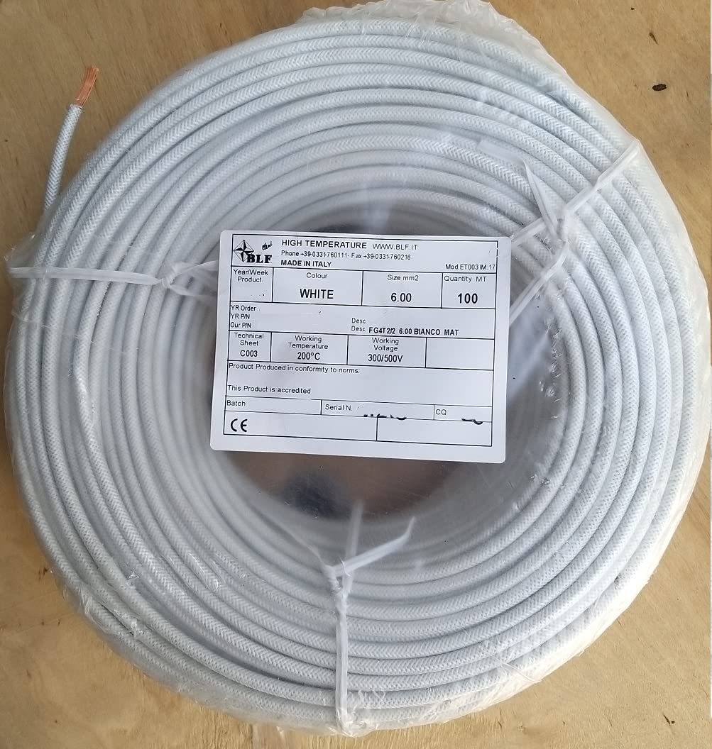 Silicone Fiber Glass Heat Proof Wire (6 mm x 1 Core, White)