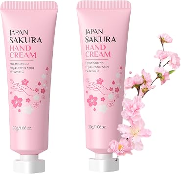 2Pcs Cherry Blossom Hand Cream For Dry Cracked Hands, Hand Lotion Travel Size, Skin Care Moisturizer Lotion, Instant Hydration + Lasting Protection, Moisturizing Hands After Washing