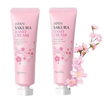 2Pcs Cherry Blossom Hand Cream For Dry Cracked Hands, Hand Lotion Travel Size, Skin Care Moisturizer Lotion, Instant Hydration + Lasting Protection, Moisturizing Hands After Washing