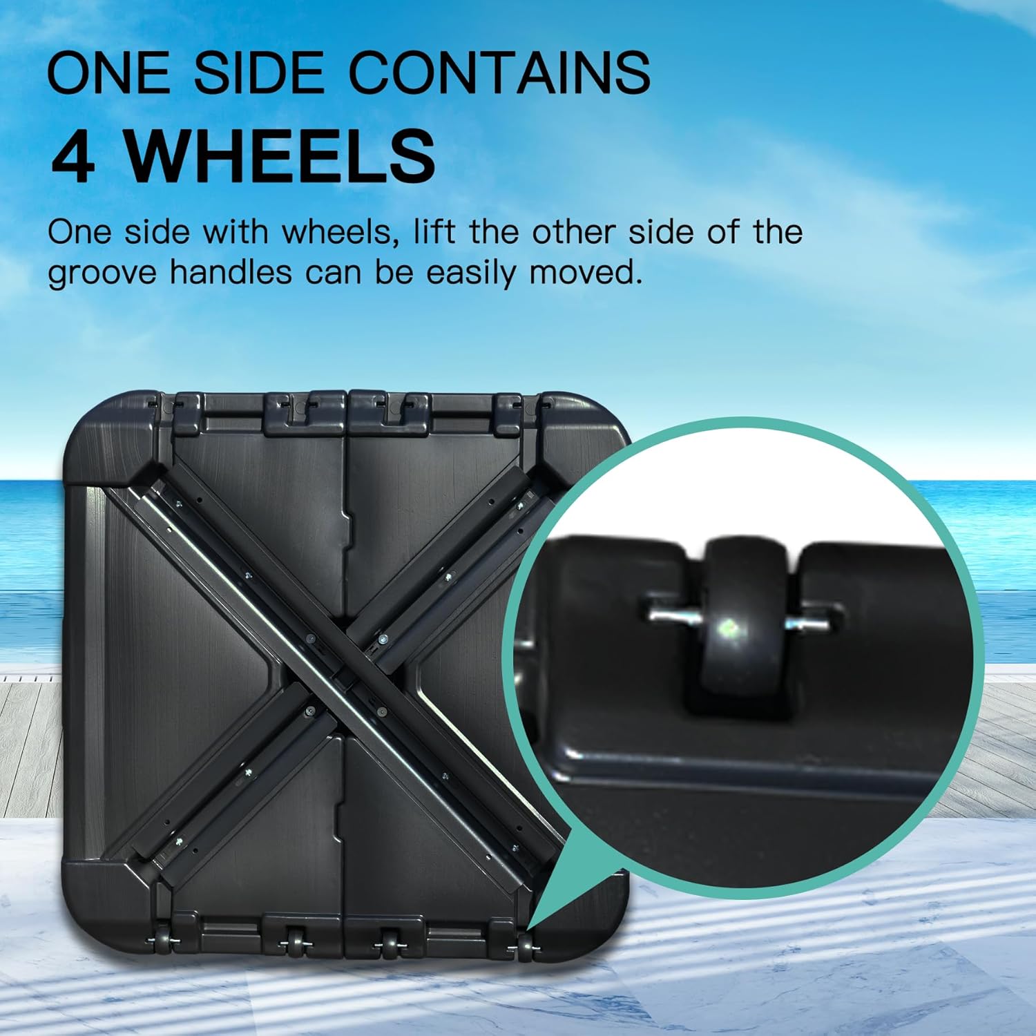 Domi Patio Umbrella Base with Wheels, Water & Sand Filled Weighted Base for Most Cantilever Offset Umbrella, 260LBS, Square (Black),34'' X 34''