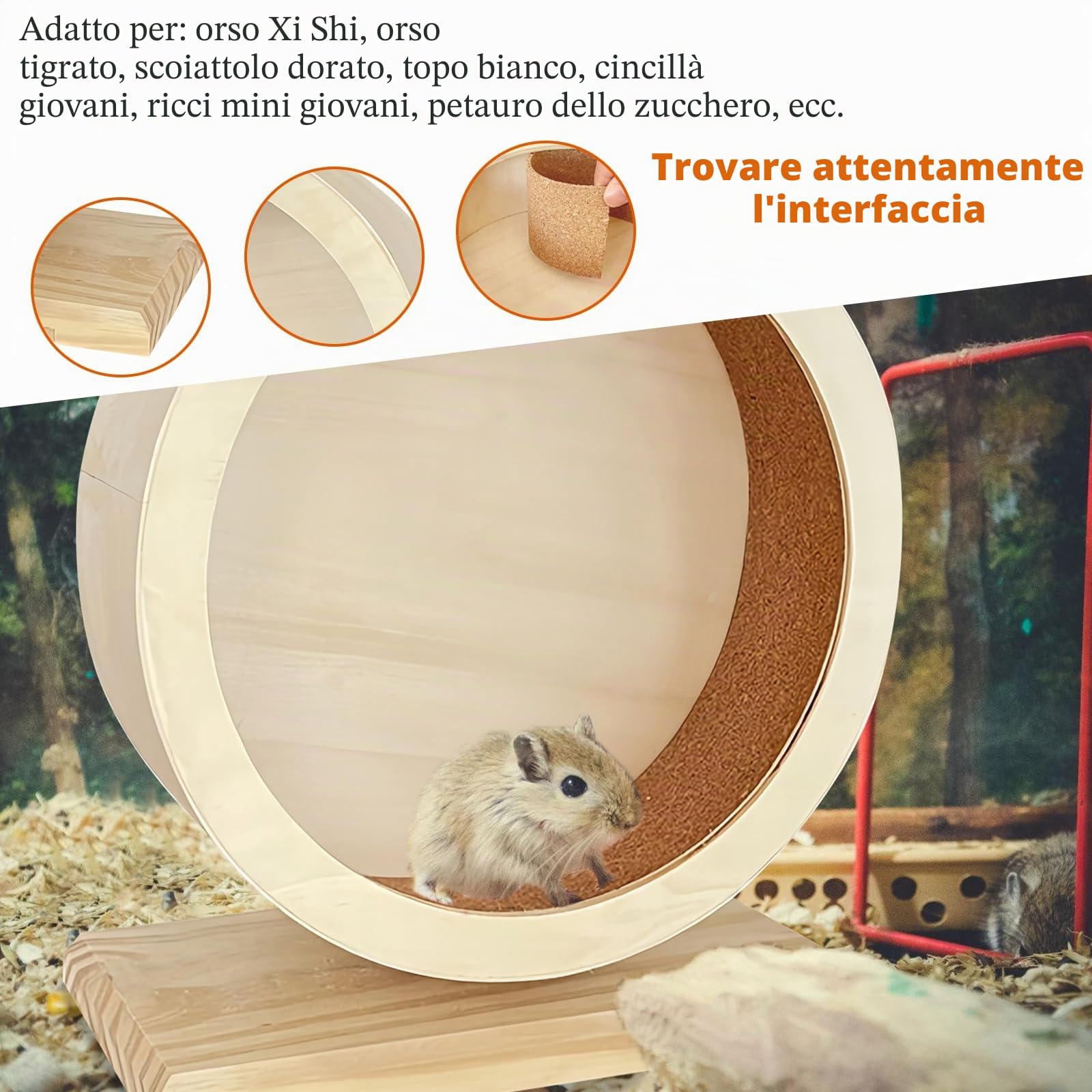 Rotella per criceti in legno per piccoli animali domestici: WIYETY Rotella per criceti silenziosa, rotella per criceti a basso rumore per tranquillità e movimento, rotella per altri piccoli animali