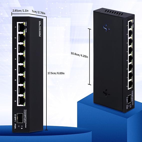 8 Port 2.5G Unmanaged Ethernet Switch 8x2.5GBase-T Ports 1x10G SFP+ Fiber Switch 60Gbps Bandwidth Desktop/Wall Mount Plug and Play Compatible with 100/1000/2500Mbps(9port| 82.5G + 110G SFP+)