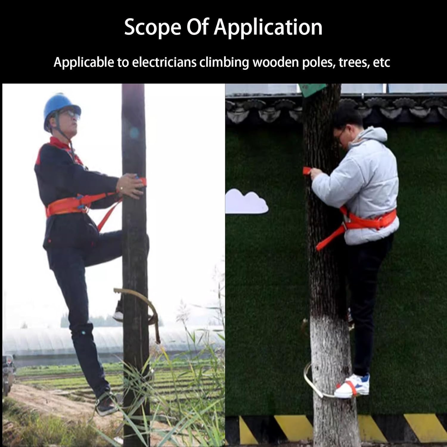 Carbon Steel Tree Climbing Spikes, 1 Pair Climbings Gear for Picking Fruit, Coconut, Wooden Pole Climbers, Load-661lbs